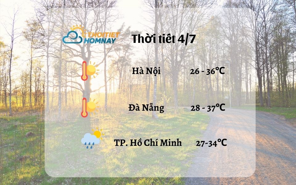 Dự báo thời tiết hôm nay 4/7: Tăng nhiệt miền Bắc, miền Nam mưa lớn  