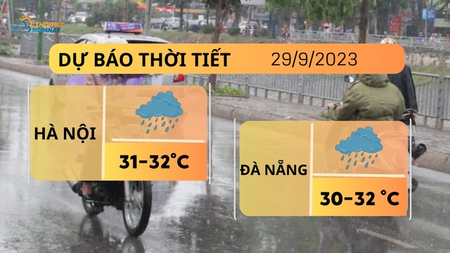 Dự báo thời tiết hôm nay 29/9: Hà Nội, Đà Nẵng & TP.HCM có mưa dông