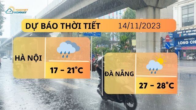 Dự báo thời tiết hôm nay 14/11: Hà Nội mưa lạnh, Đà Nẵng tiếp tục mưa to