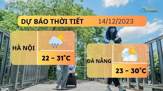 Dự báo thời tiết hôm nay 14/12: Hà Nội sáng mưa, Đà Nẵng & TP.HCM nắng ráo