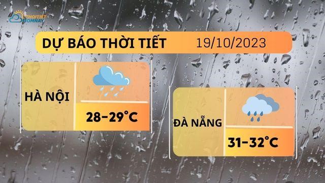 Dự báo thời tiết hôm nay 19/10: Hà Nội mưa, Đà Nẵng giảm mưa dần