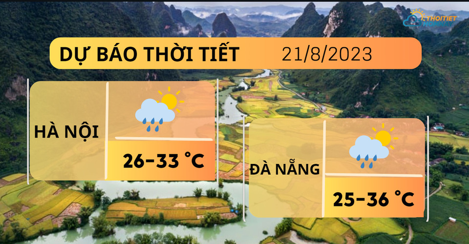 Dự báo thời tiết hôm nay 21/8: mưa rào và dông về chiều và chiều tối