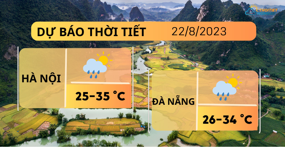 Dự báo thời tiết hôm nay 22/8: Hà Nội sáng và đêm mưa, Đà Nẵng hạ nhiệt