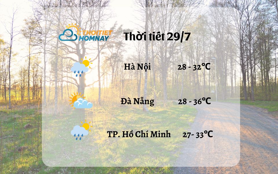 Dự báo thời tiết hôm nay 29/7 và cuối tuần: Dịu mát, dễ chịu 