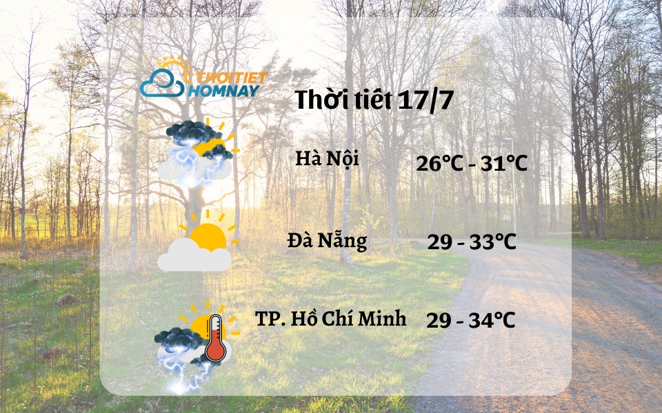 Dự báo thời tiết hôm nay 17/7: mưa dông lớn vài nơi